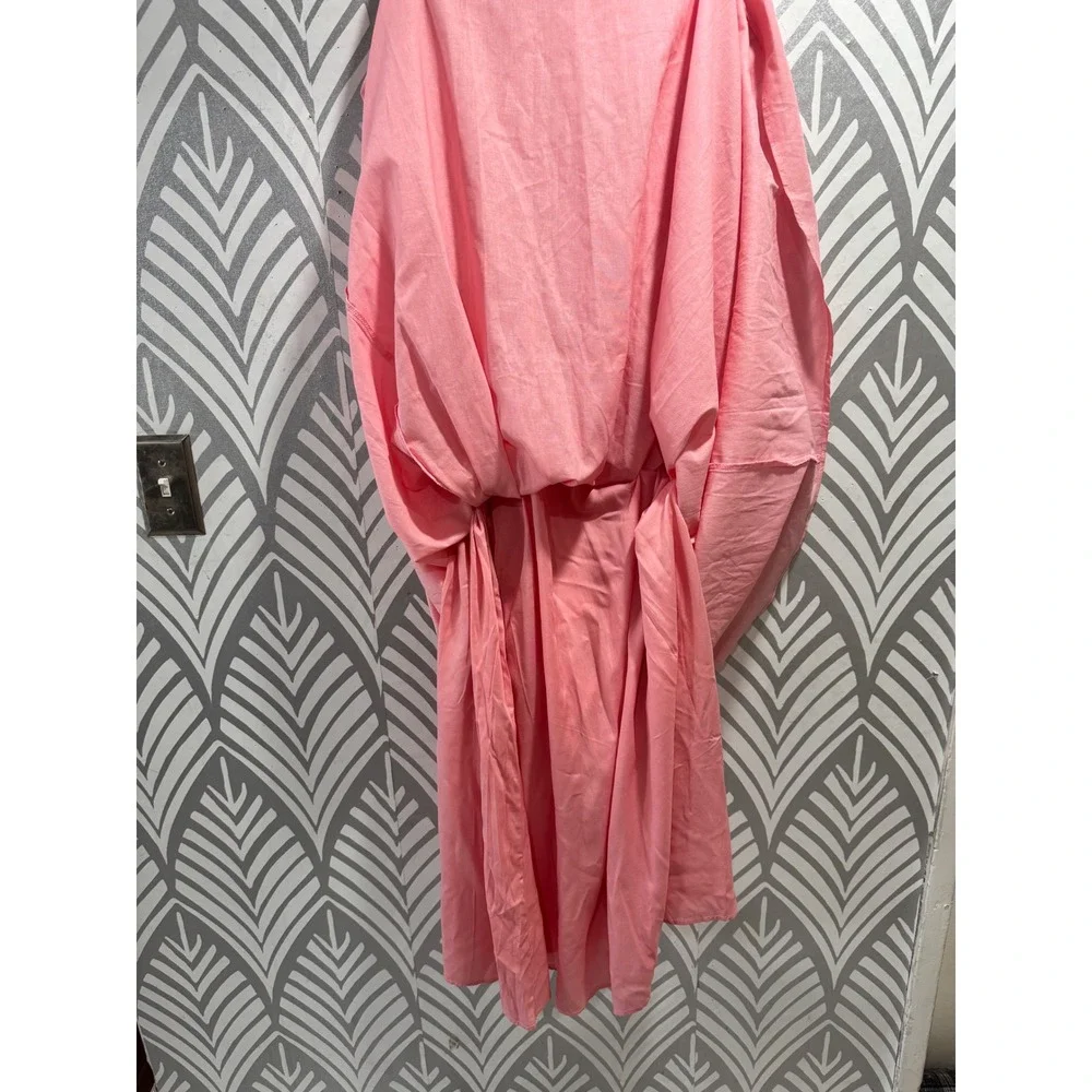 Petal & Pup Rose Pink Smocked Tube Maxi Dress Cotton Linen Blend Size L - Picture 9 of 9